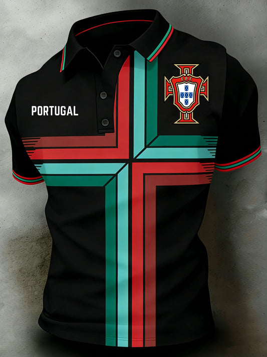 Fan Polo de futebol masculino Portugal com estampa artística