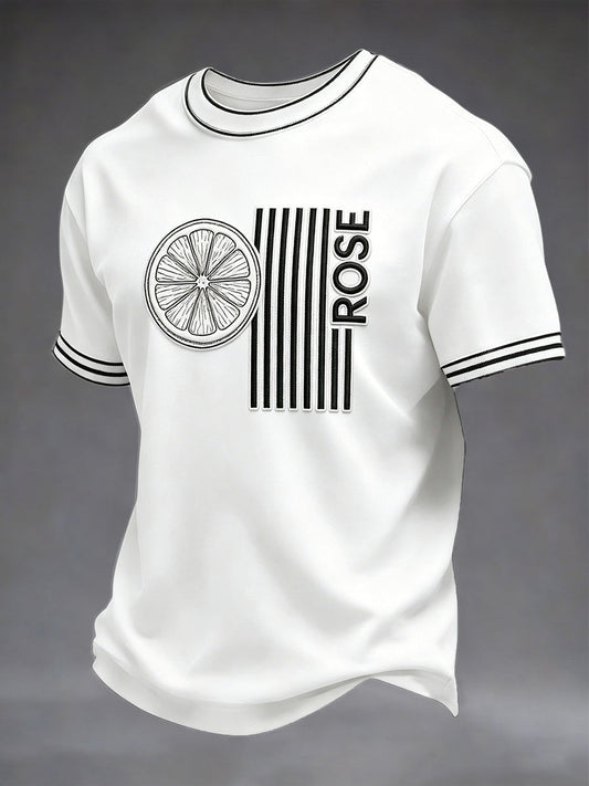 Men's White British The Stone Rose Print Casual T-shirt