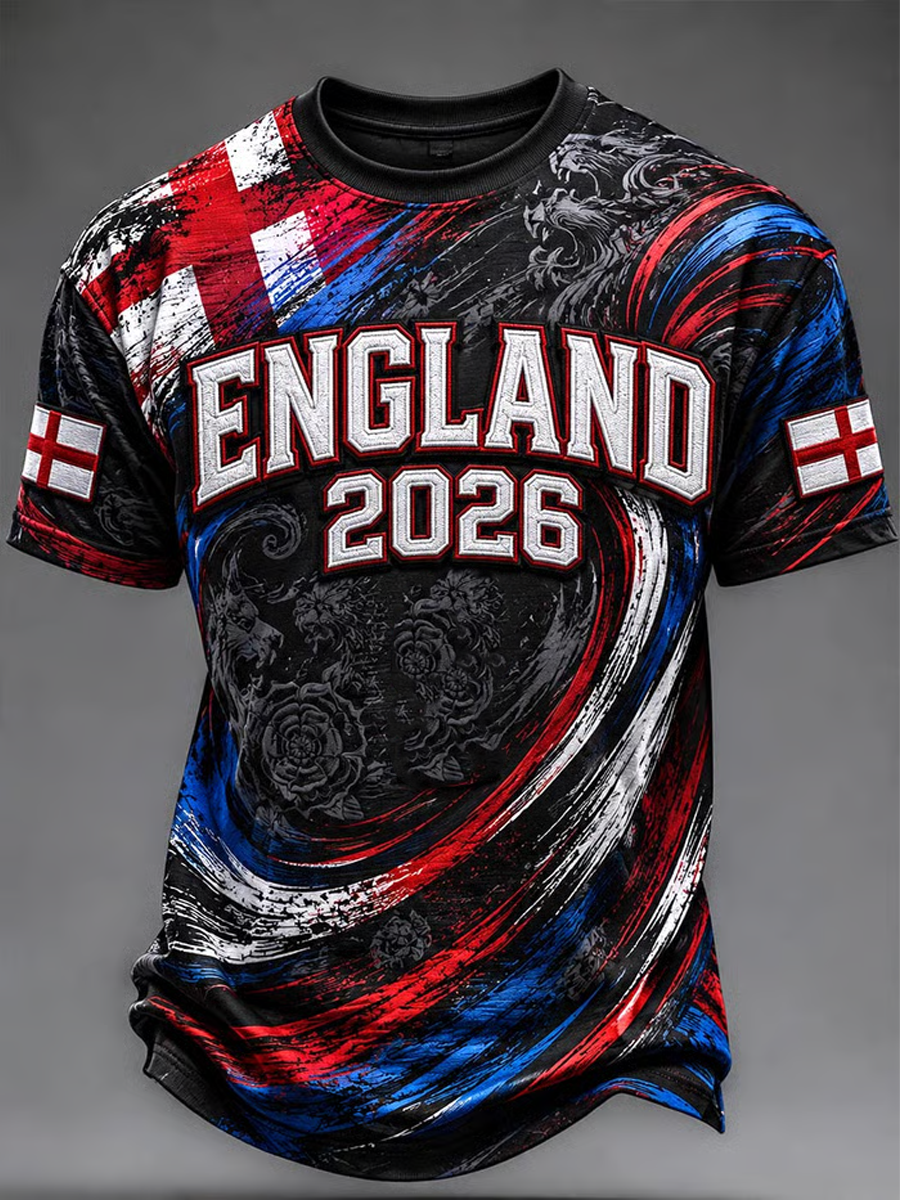 Men's UK Football Lover England Printed short sleeves t-shirt