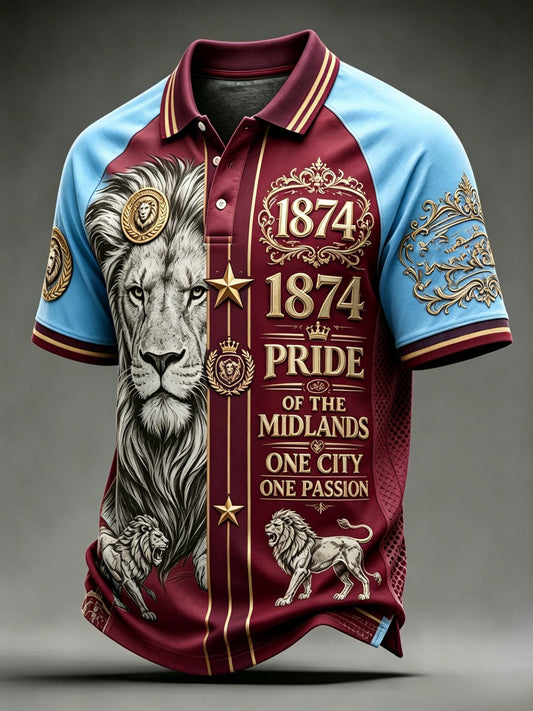Men's Retro Football Fan Art Print Polo Shirt