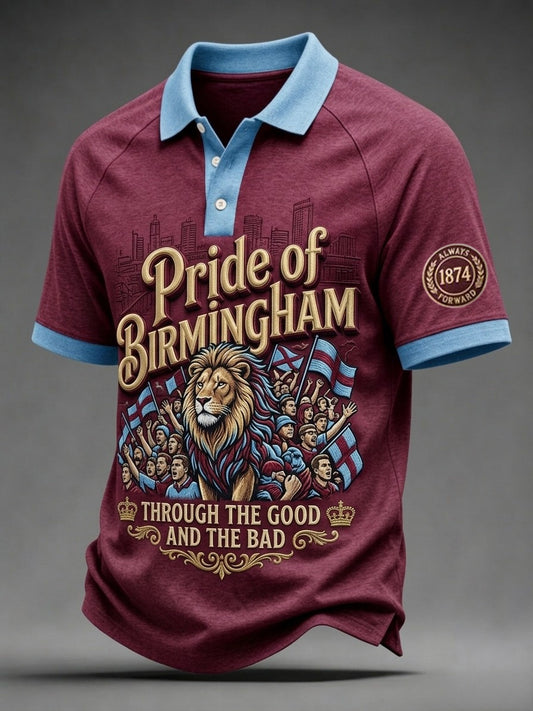 Men's Retro Football Fan Art Print Polo Shirt