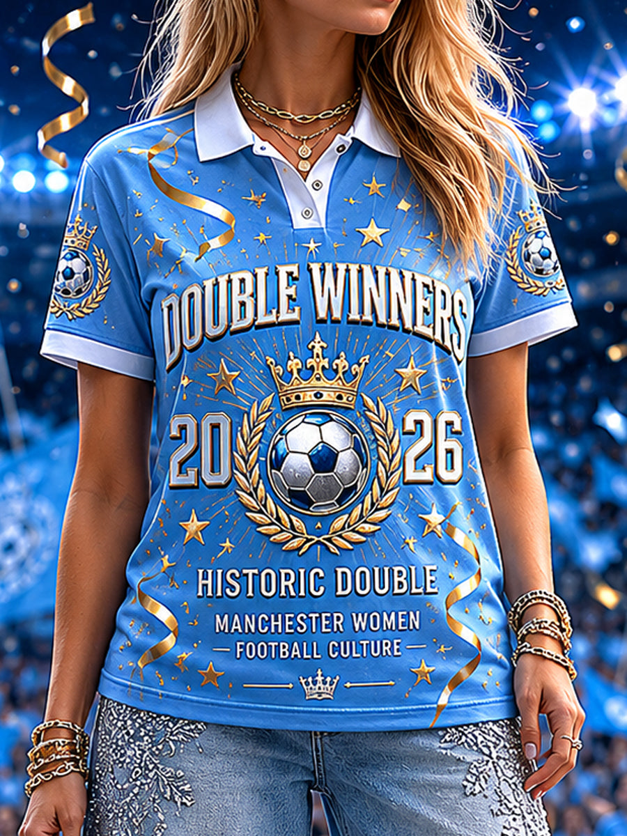 Women's Gift For Football Fans Print Casual Polo