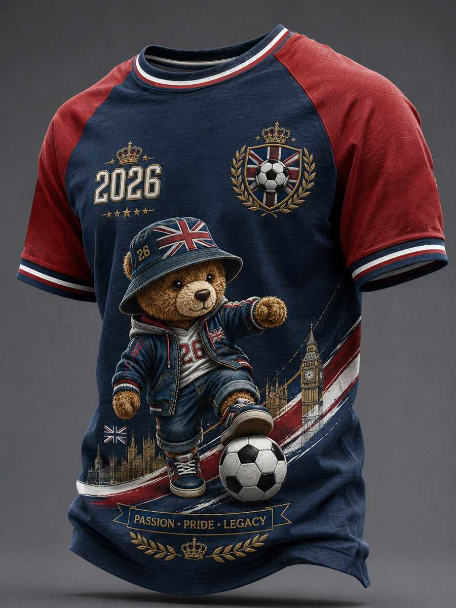Men's British Football Printed Casual Short Sleeves T-shirt