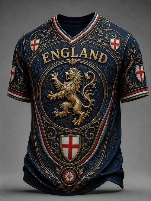 Retro England Football Fan Art Print Casual T-Shirt