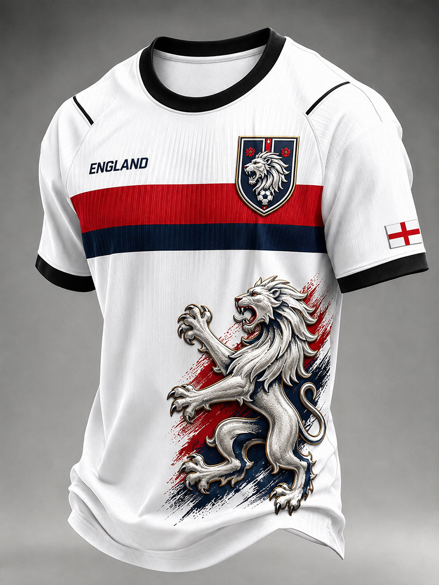 Retro England Football Fan Art Print Casual T-Shirt