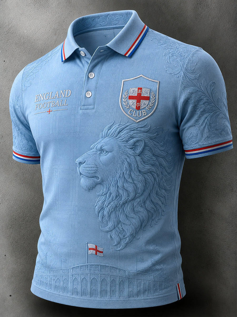 Retro England Football Fan Art Print Casual Polo Shirt