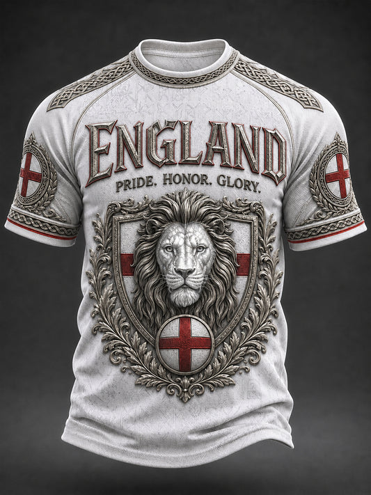 Retro England Football Fan Art Print Casual T-Shirt