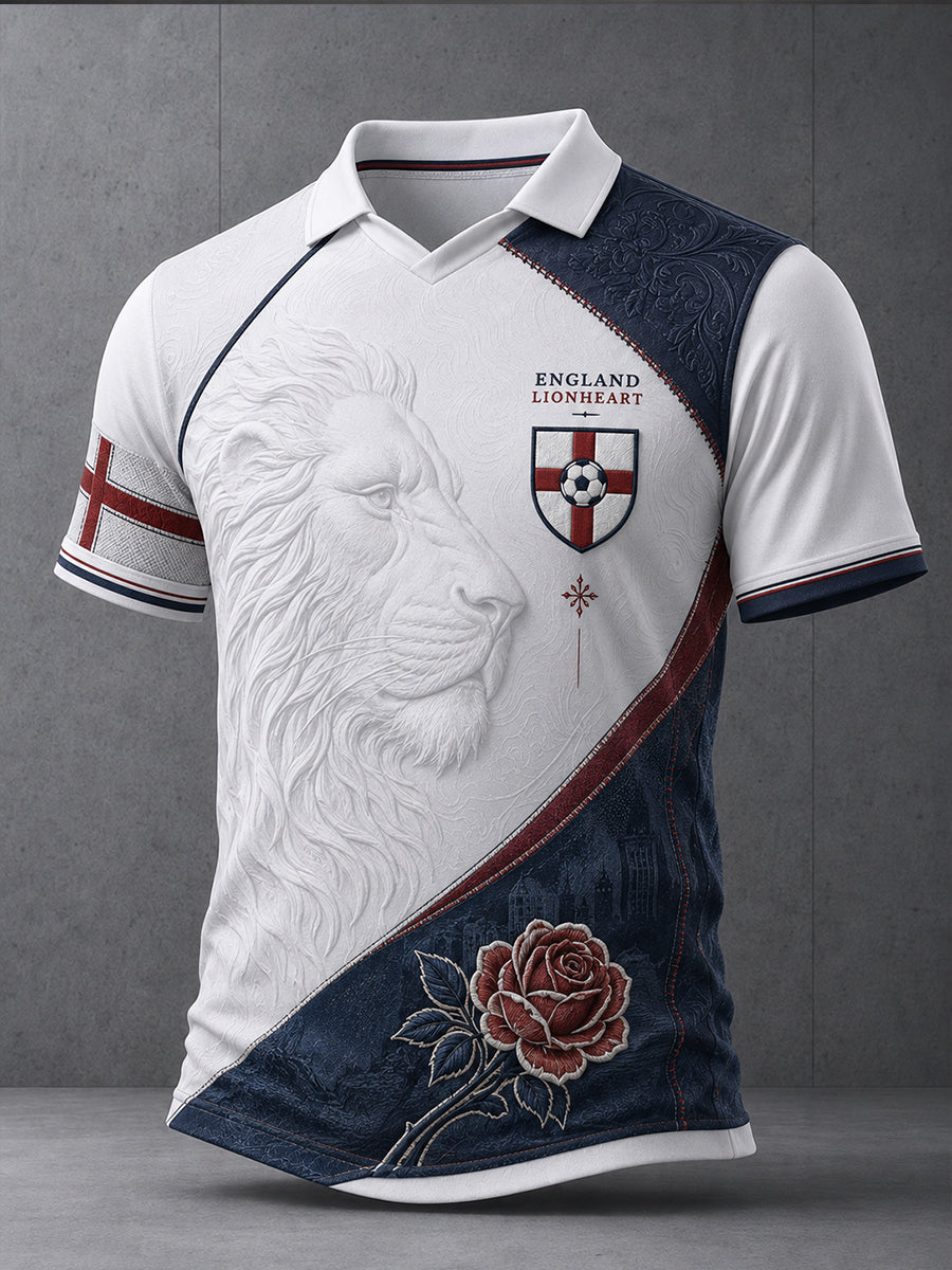 Retro England Football Fan Art Print Casual Jersey
