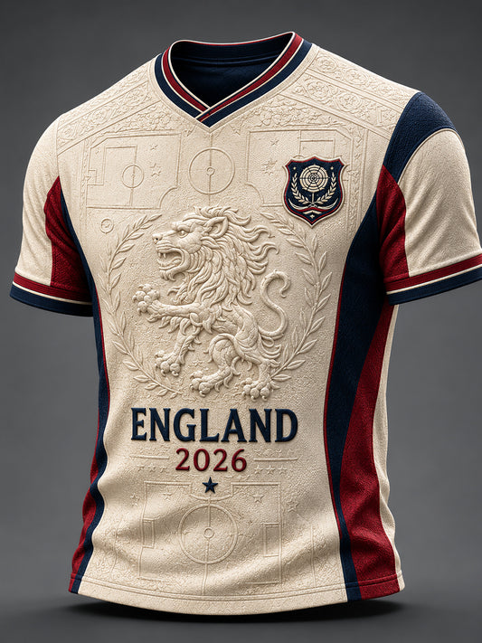 Retro England Football Fan Art Print Casual Jersey