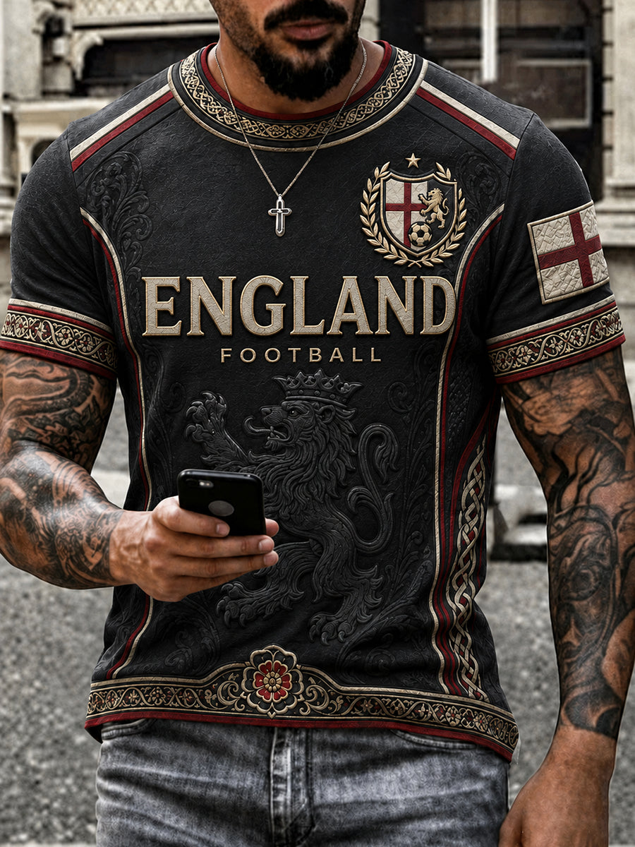 Retro England Football Fan Art Print Casual Jersey
