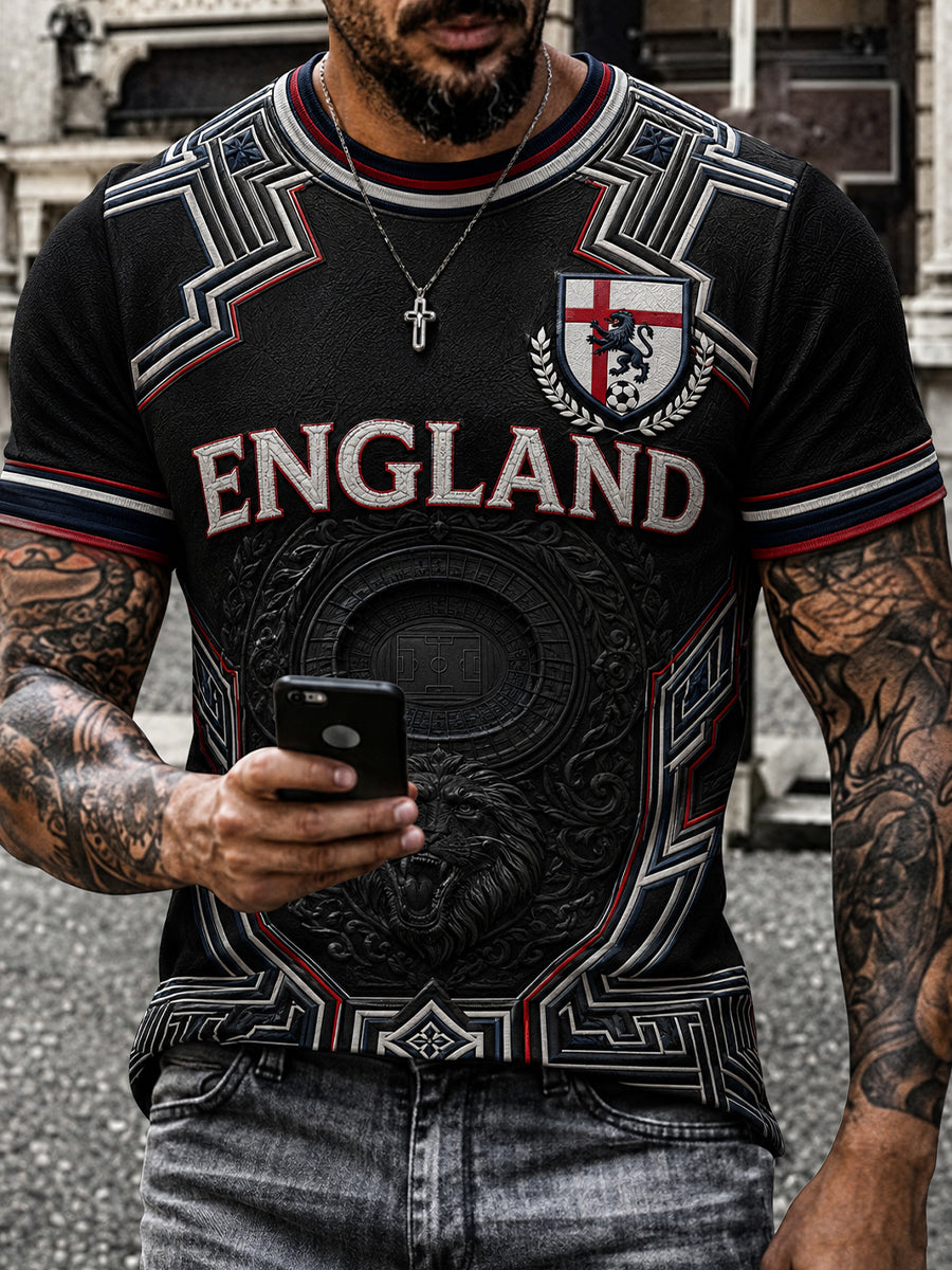 Retro England Football Fan Art Print Casual Jersey
