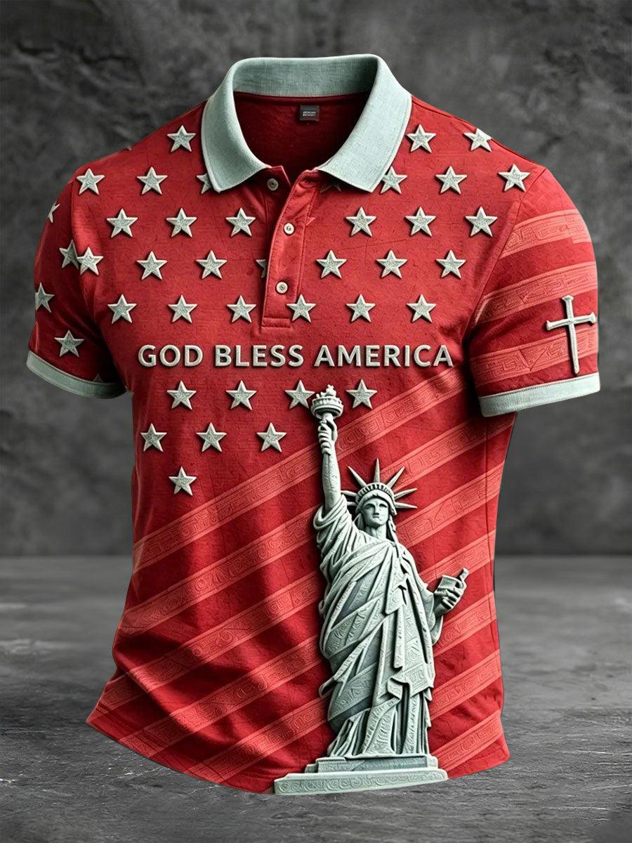 Men's God Bless America Print Casual Top