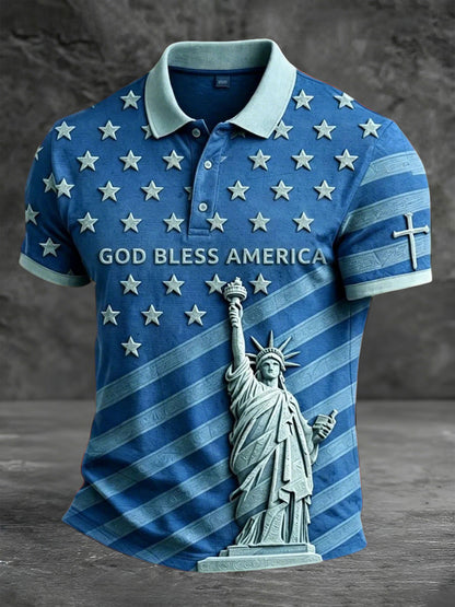 Men's God Bless America Print Casual Top