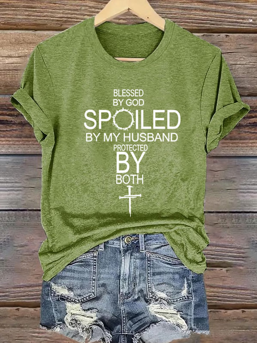 Women's Christian Cross Print Casual Tee