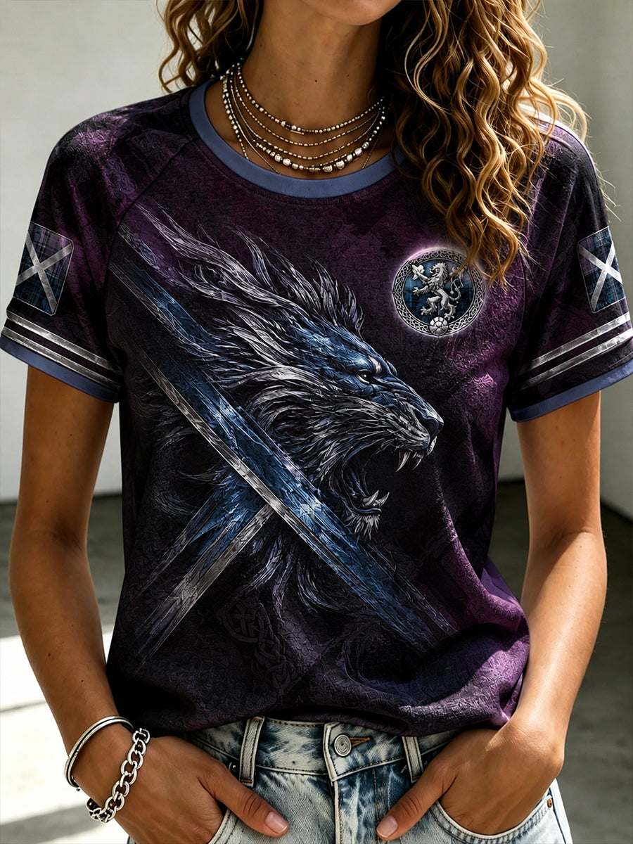 Women's Scotland Football Round Neck Short Sleeve T-Shirt