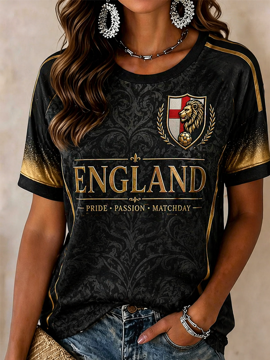 Women's UK Football Lover England Printed short-sleeved T-shirt