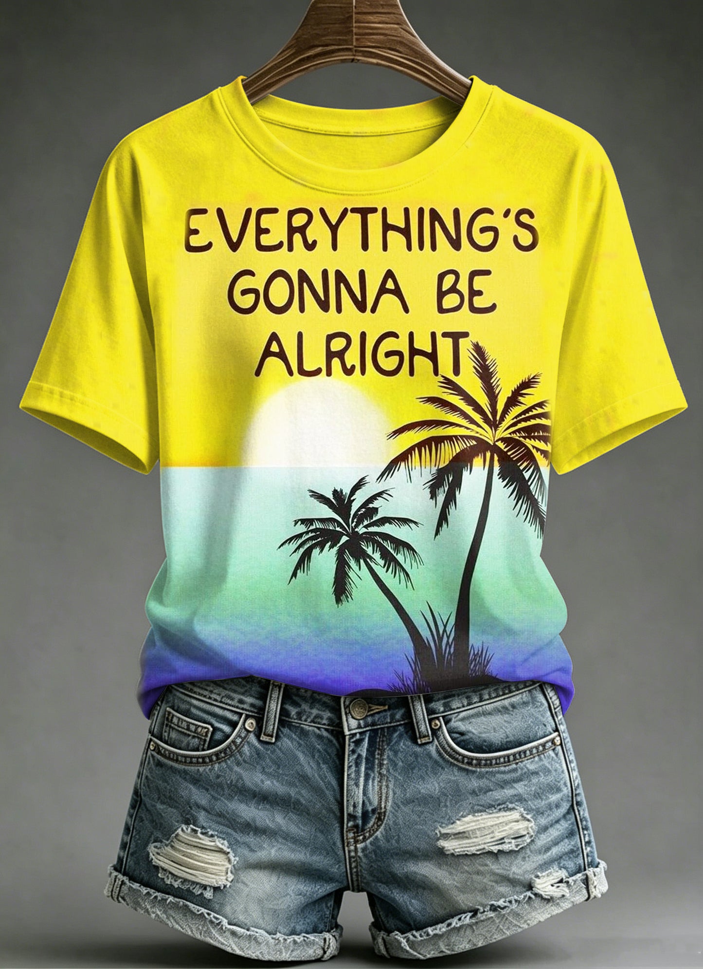 Women's Vacation Retirement Printed Vintage Fashion Loose Short Sleeve T-Shirt
