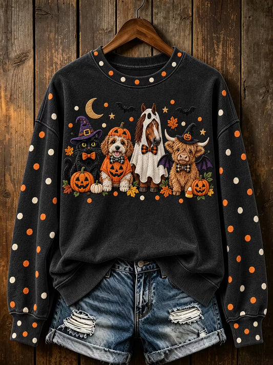 Women's Funny Halloween Witch Art Print Casual Sweatshirt
