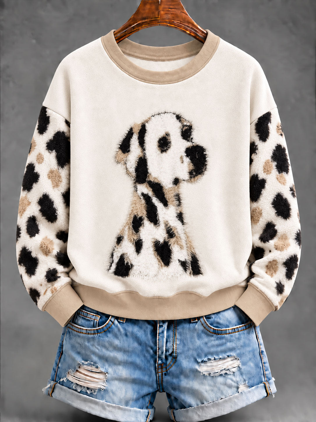 Women's Cute Dog Art Regular Sweatshirt