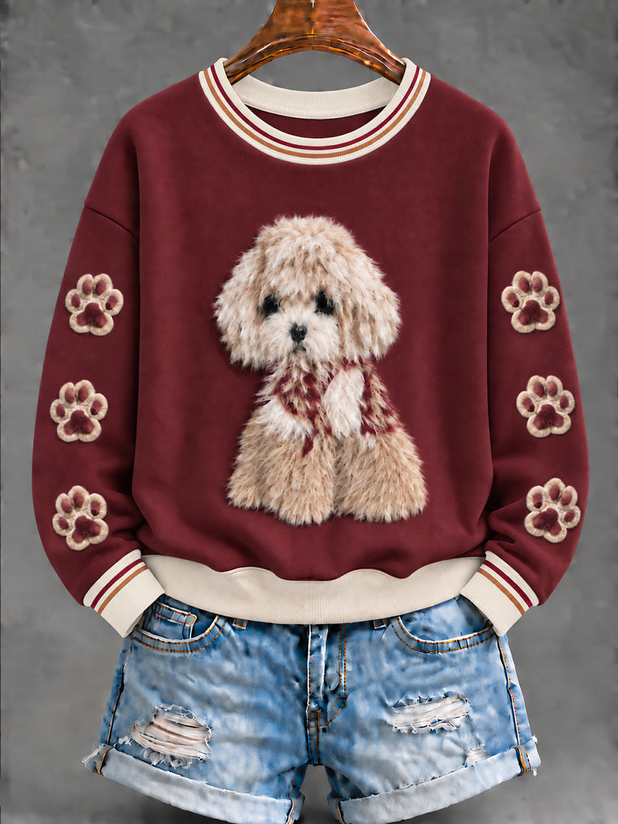 Women's Cute Dog Art Regular Sweatshirt