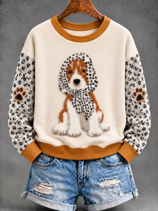 Women's Cute Dog Art Regular Sweatshirt