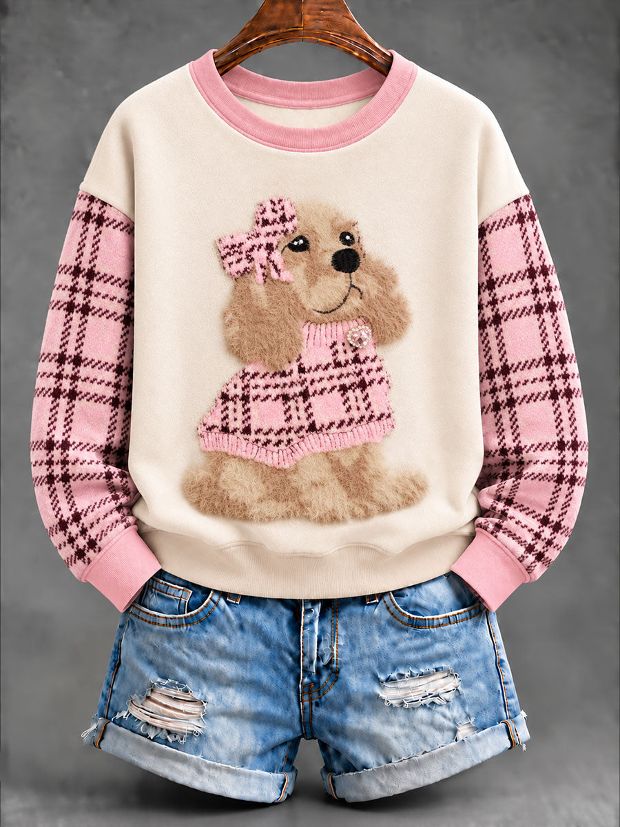Women's Cute Dog Art Regular Sweatshirt