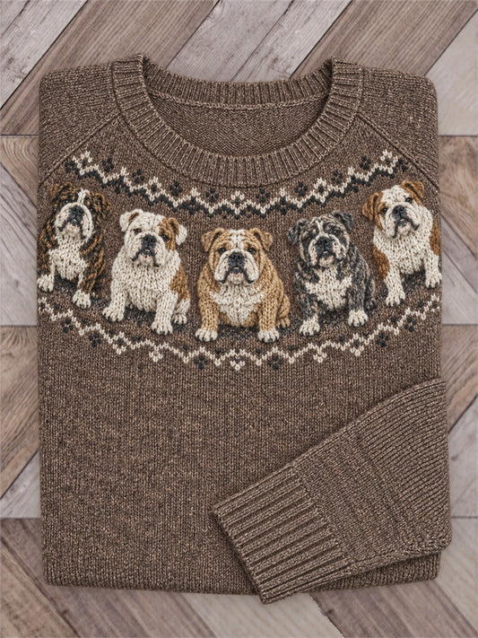 Women's Vintage Yoke Isle Print crew neck sweater