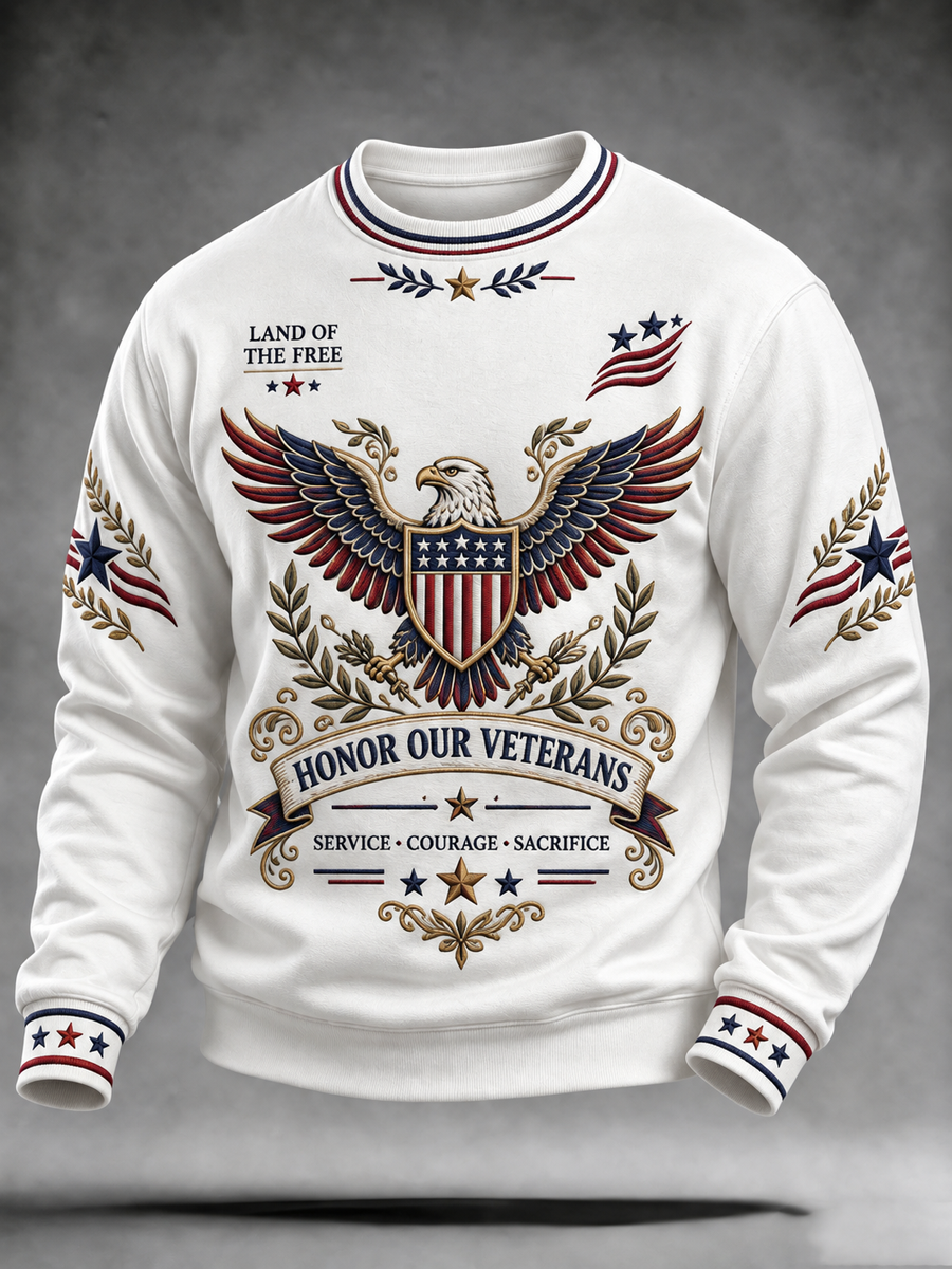 Men's U.S. Veterans Day Printed Crew Neck Sweatshirt