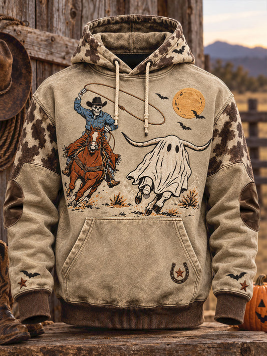 Men's Western Halloween Art Printed Hoodie