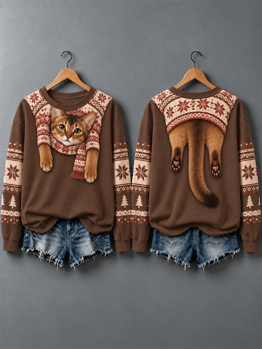 Women's Cute Cats In Autumn And Winter Print Sweatshirt