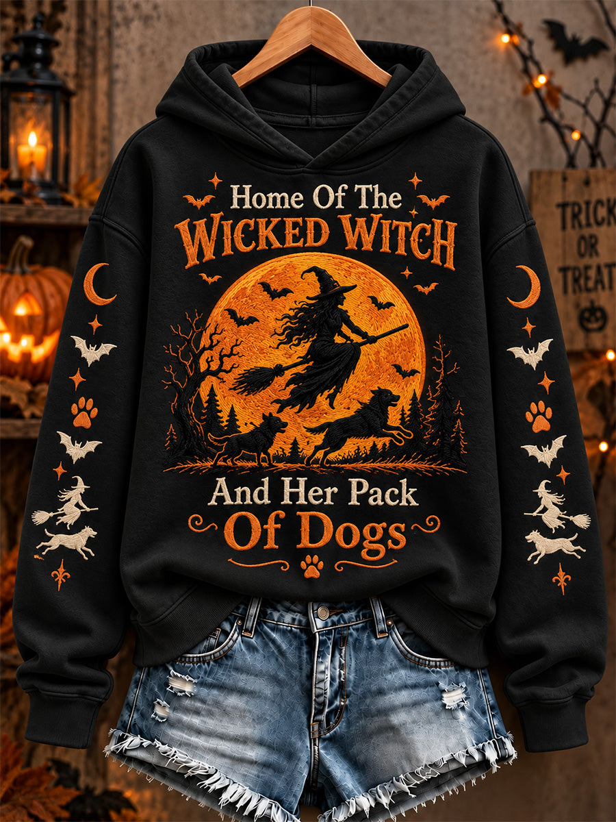 Women's Home Of The Wicked Witch And Her Pack Of Dogs Print Sweatshirt