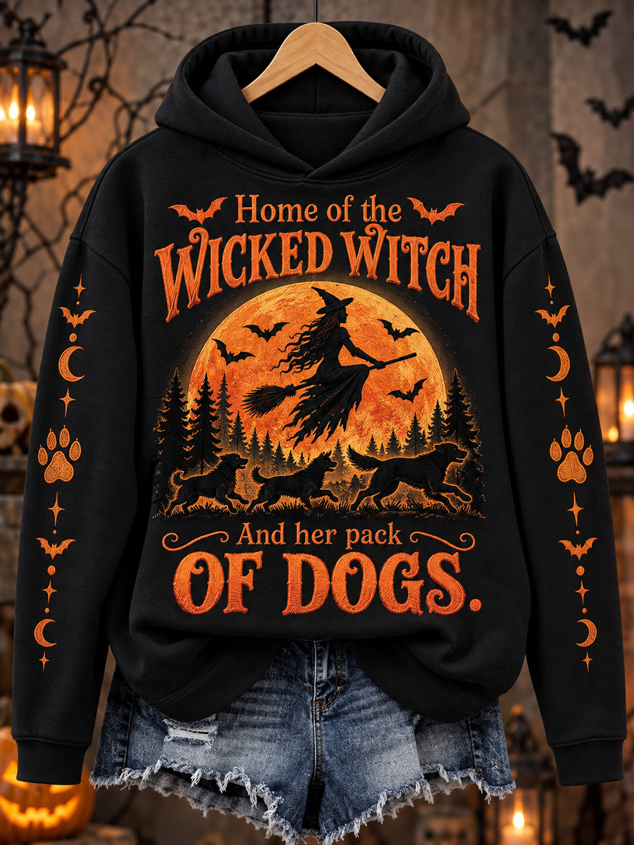 Women's Home Of The Wicked Witch And Her Pack Of Dogs Print Sweatshirt