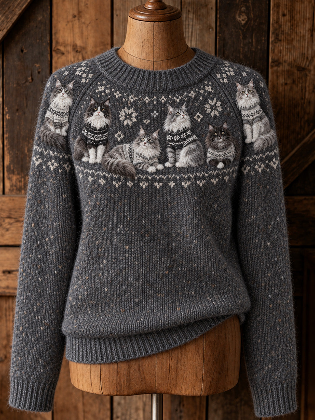 Women's cute cat design casual raglan sleeve sweater