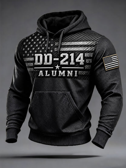Men's Veterans Day DD-214 Alumni US Flag Print Casual Hoodie