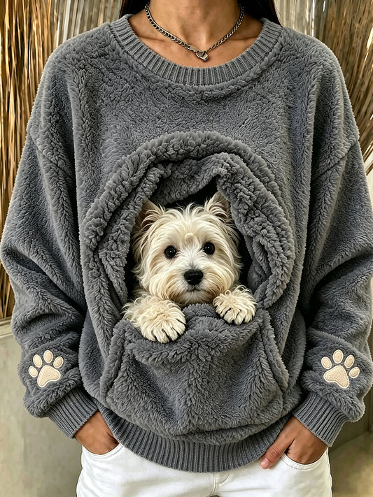 Women's Animal Printed Round-Neck Long-Sleeved Sweatshirt
