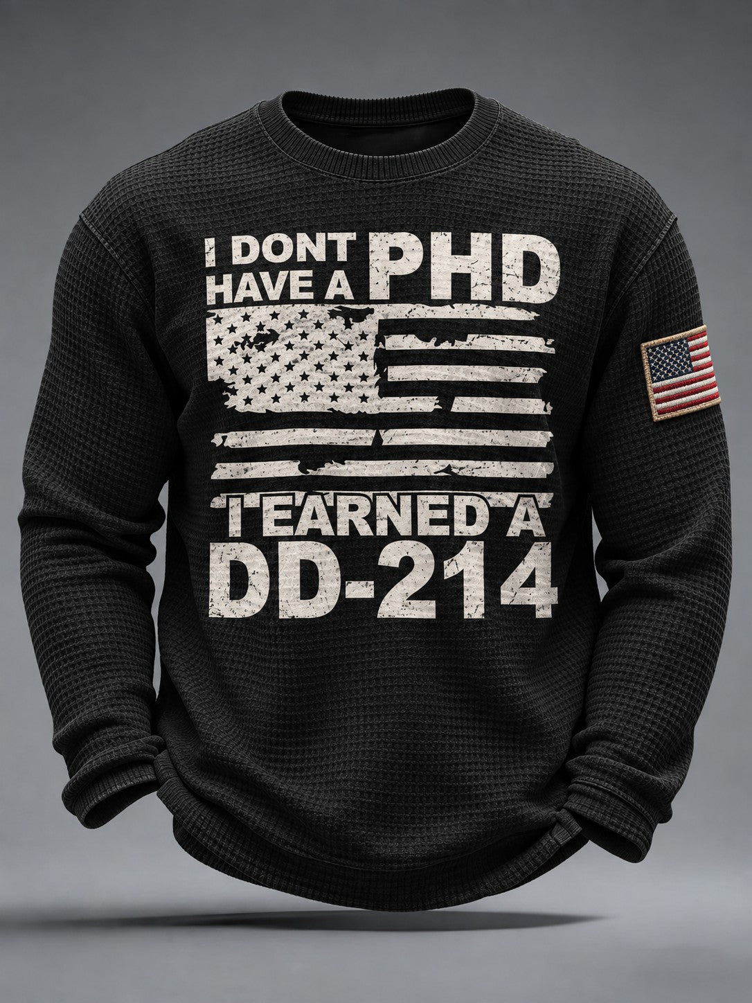 Men's Veterans Day Printed Waffle Long Sleeve T-shirt