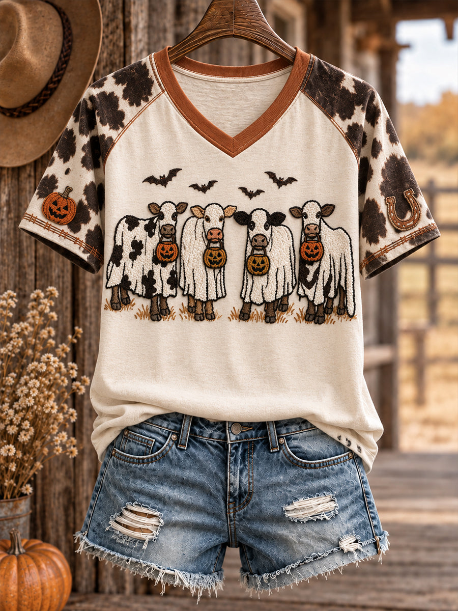 Women's Western Halloween Art Printed T-shirt