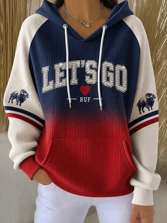 Women's Football Lover Blue&Red Art Printed Hoodie