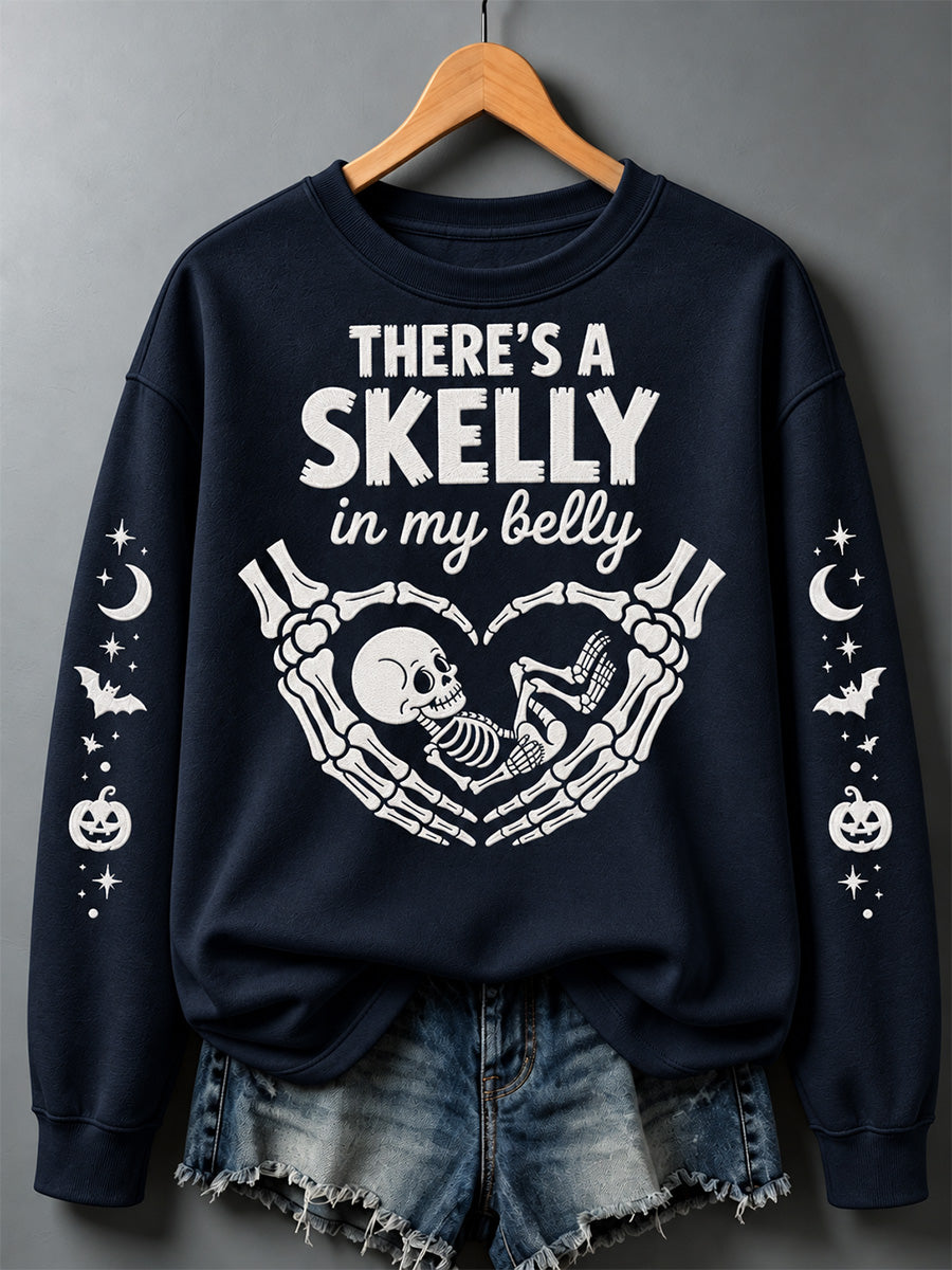 Women's There's a Skelly in my Belly Print Sweatshirt