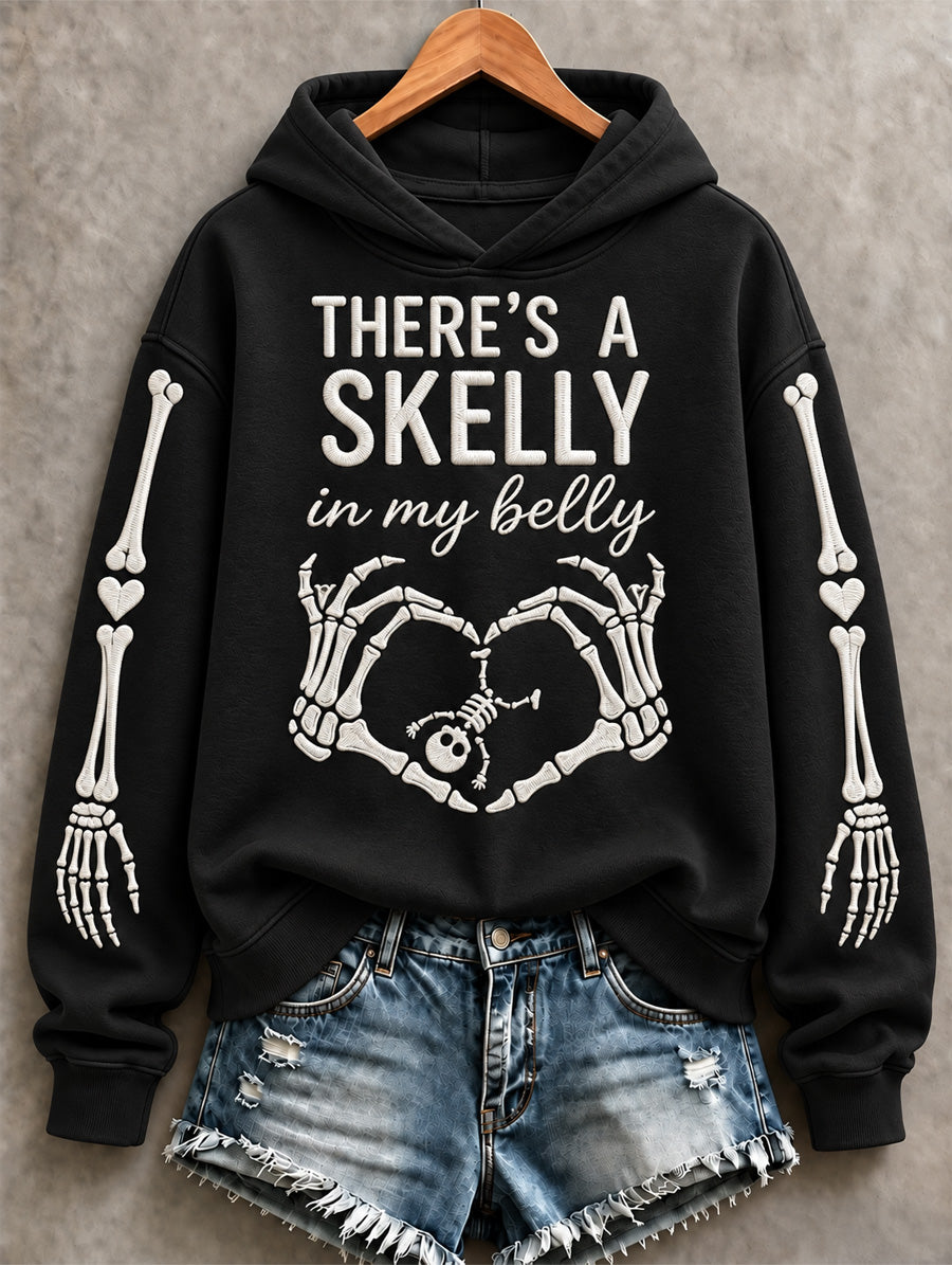 Women's There's a Skelly in my Belly Print Sweatshirt