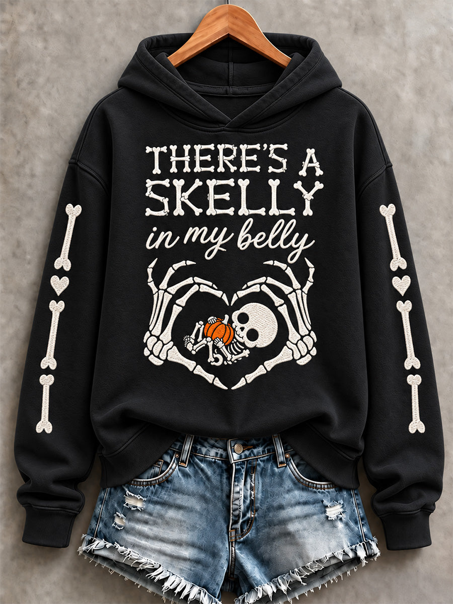 Women's There's a Skelly in my Belly Print Sweatshirt