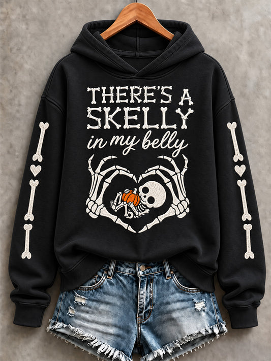 Women's There's a Skelly in my Belly Print Sweatshirt