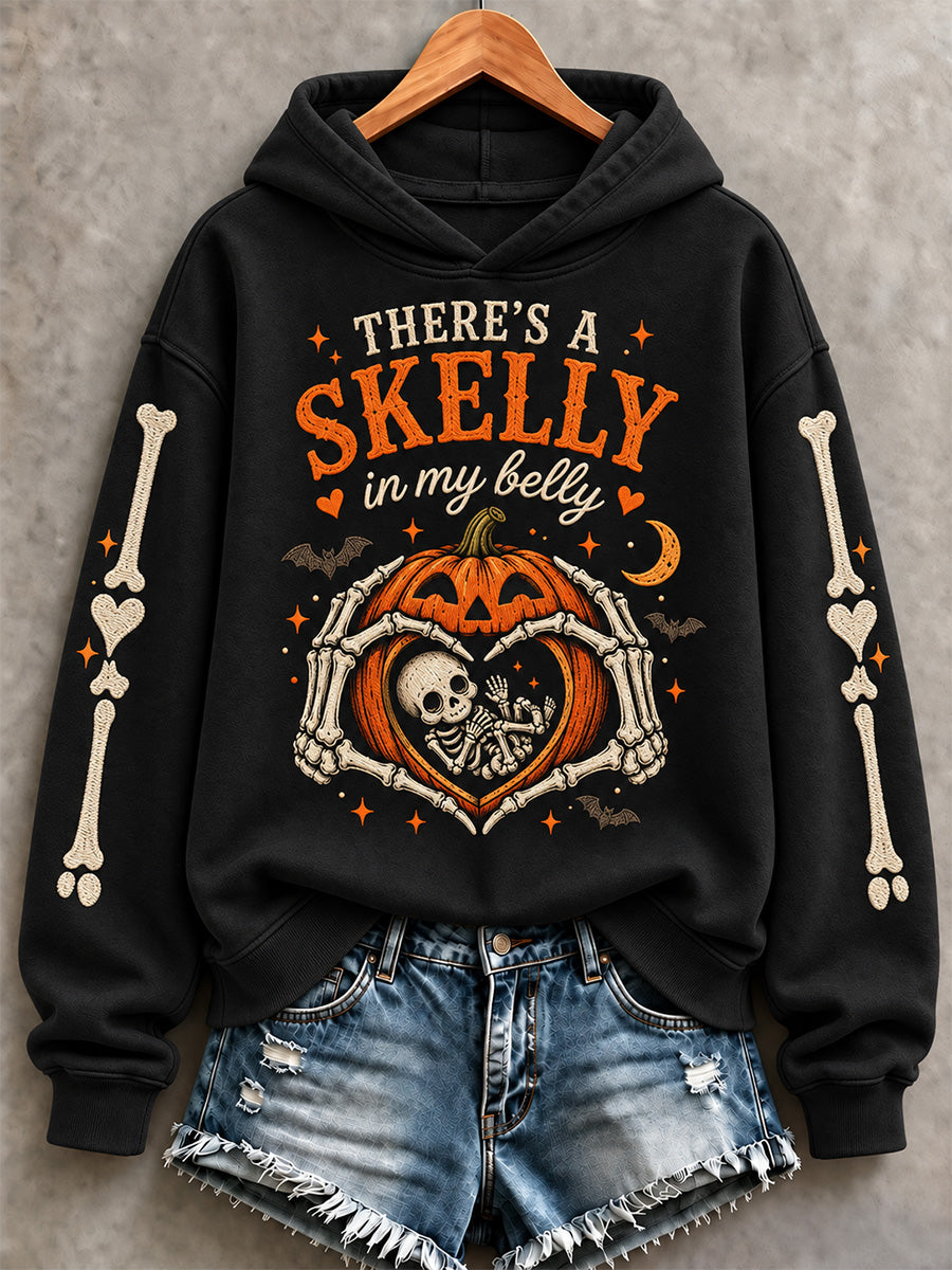 Women's There's a Skelly in my Belly Print Sweatshirt