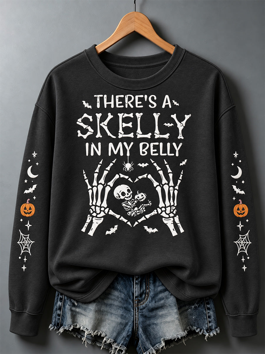 Women's There's a Skelly in my Belly Print Sweatshirt