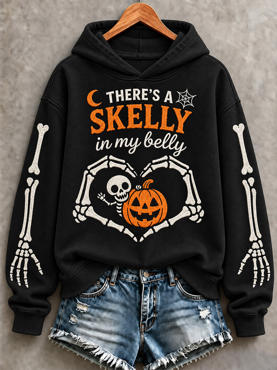 Women's There's a Skelly in my Belly Print Sweatshirt